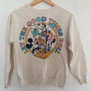 Disney Parks Mickey & Friends "Let the Good Times Roll" Sweatshirt Ivory Size XS